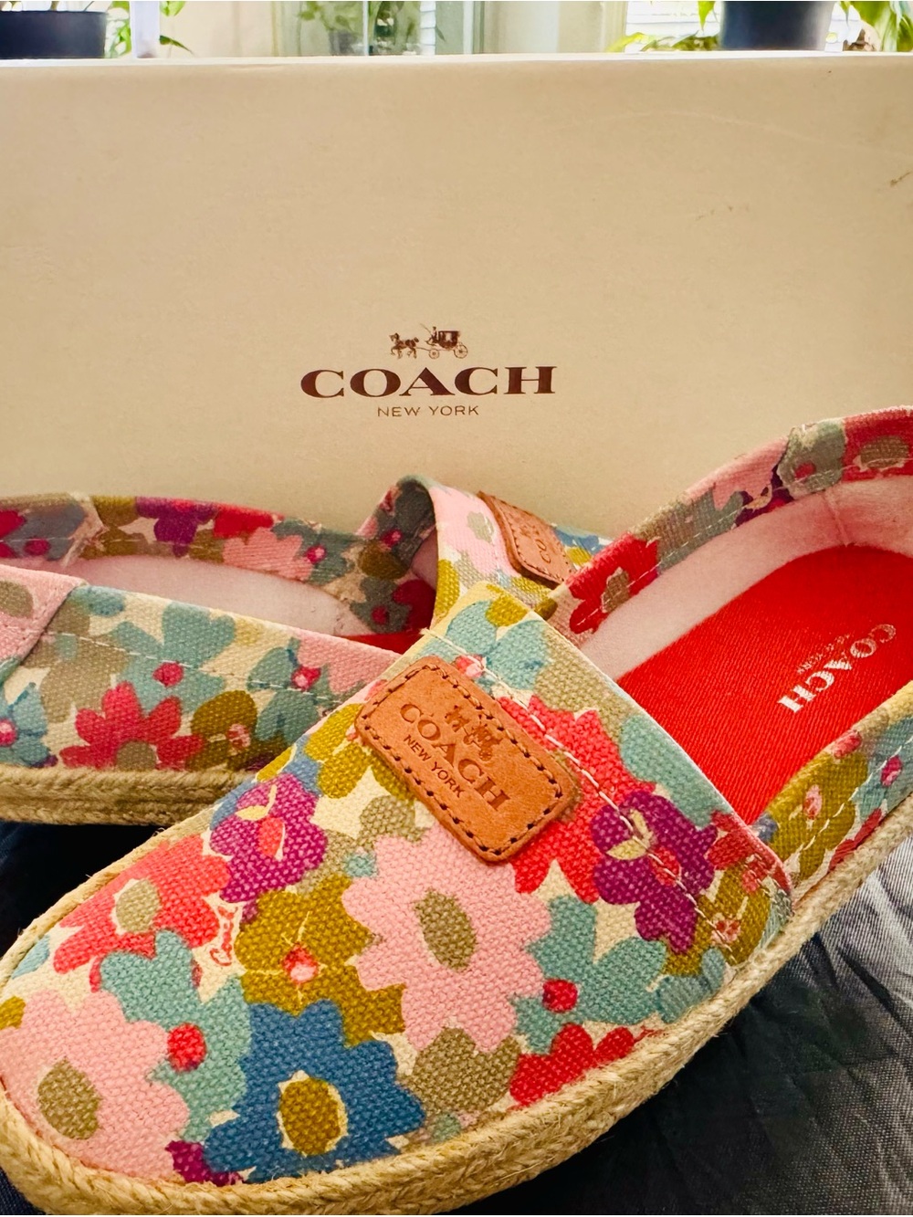 COACH Floral Canvas Espadrilles in Pink Multi